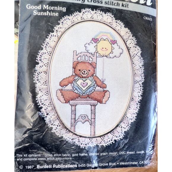 Dale Burdett Cross Stitch Kits (2) "Smile" & "Good Morning Sunshine" Vtg 1987 - Picture 2 of 4